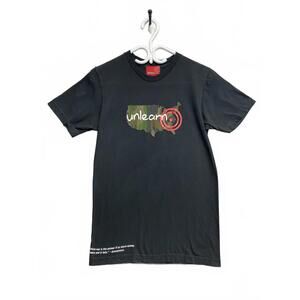 Vtg Y2K American Apparel Unlearn Black T-Shirt with Camouflage USA Design Sz S